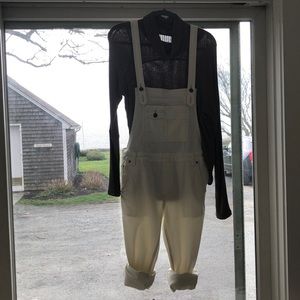 Free People white denim overalls